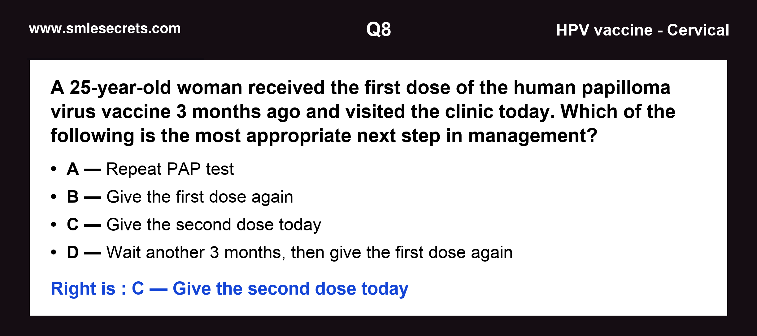 Q8 — HPV vaccine - Cervical